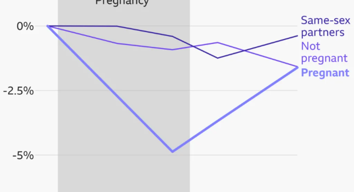 Chart showing average change in grey matter over the term of a pregnancy