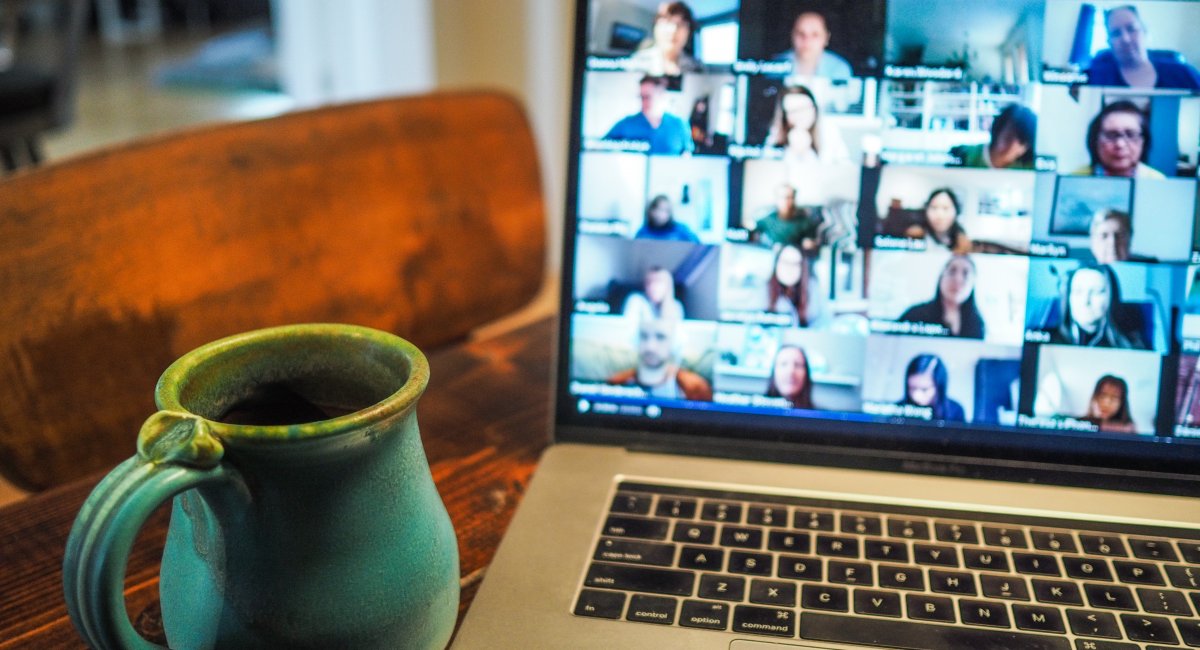 A group of people having a virtual meeting